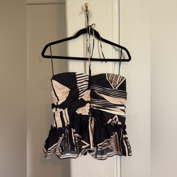 Express Printed Halter Neck Ruched
Peplum Top - Picture 2 of 4